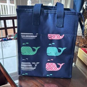 Navy Whale Print Lunch Bag